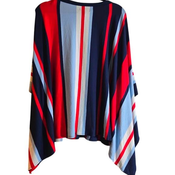 Striped Poncho Blouse – Red, White, Navy – Size M - Picture 6 of 9